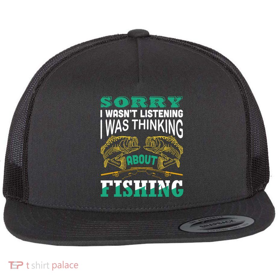 Thinking About Fishing Funny Flatbill Hat