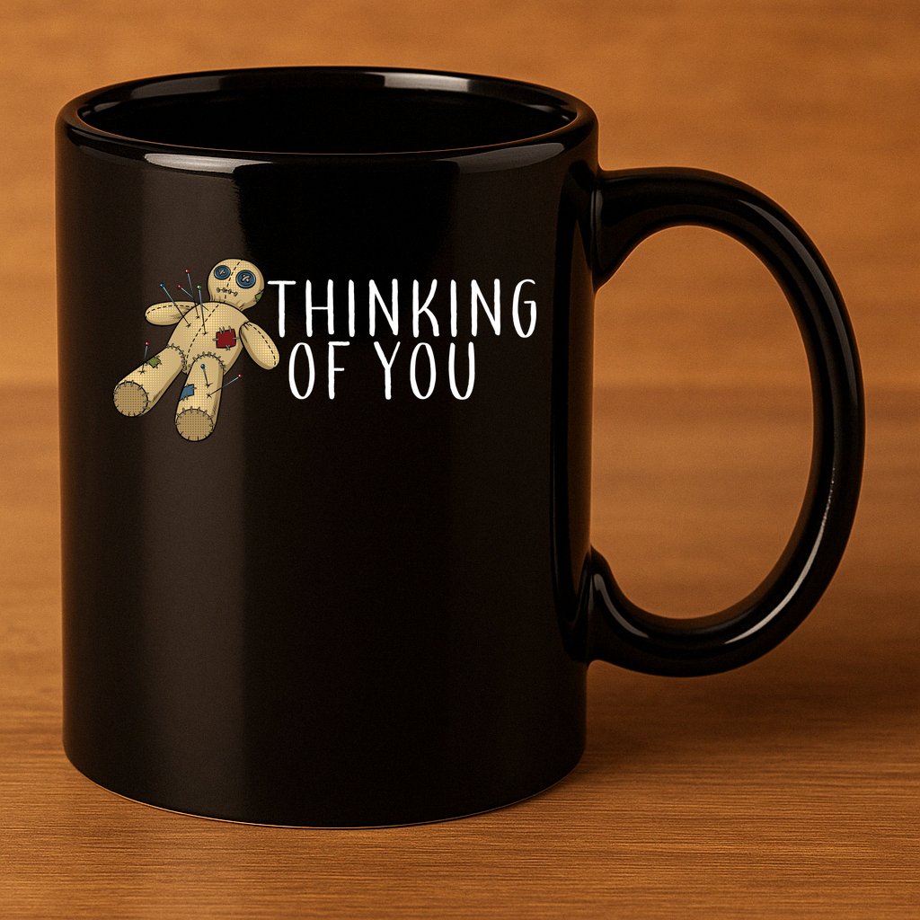Thinking of You Voodoo Doll 11oz C Handle Ceramic Mug
