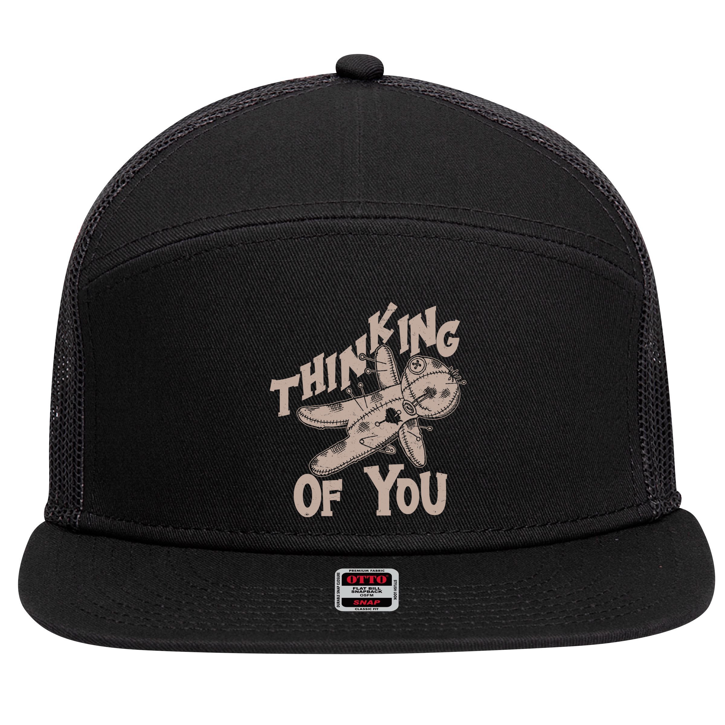 Thinking Of You Voodoo Doll Funny 7 Panel Mesh Trucker Snapback Hat