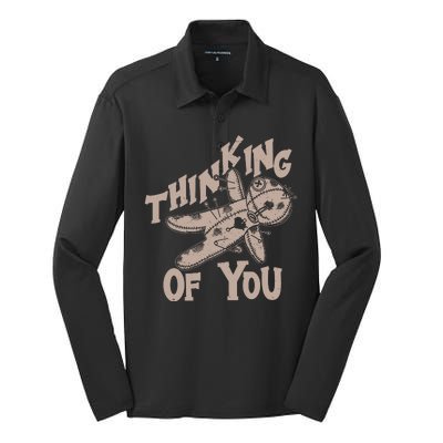 Thinking Of You Voodoo Doll Funny Silk Touch Performance Long Sleeve Polo