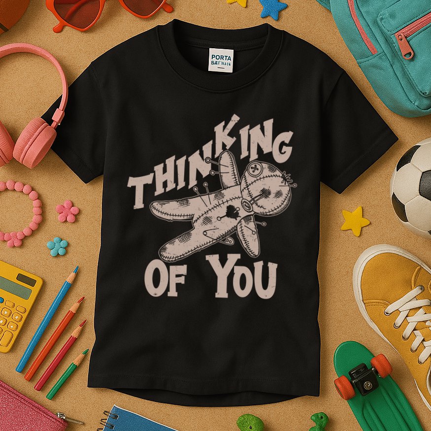 Thinking Of You Voodoo Doll Funny Kids T-Shirt