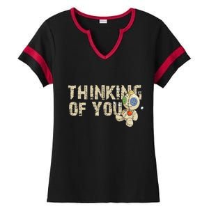 Thinking Of You Voodoo Doll Funny Meme Ladies Halftime Notch Neck Tee