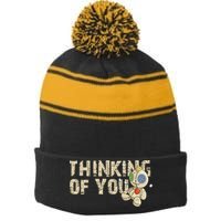 Thinking Of You Voodoo Doll Funny Meme Stripe Pom Pom Beanie