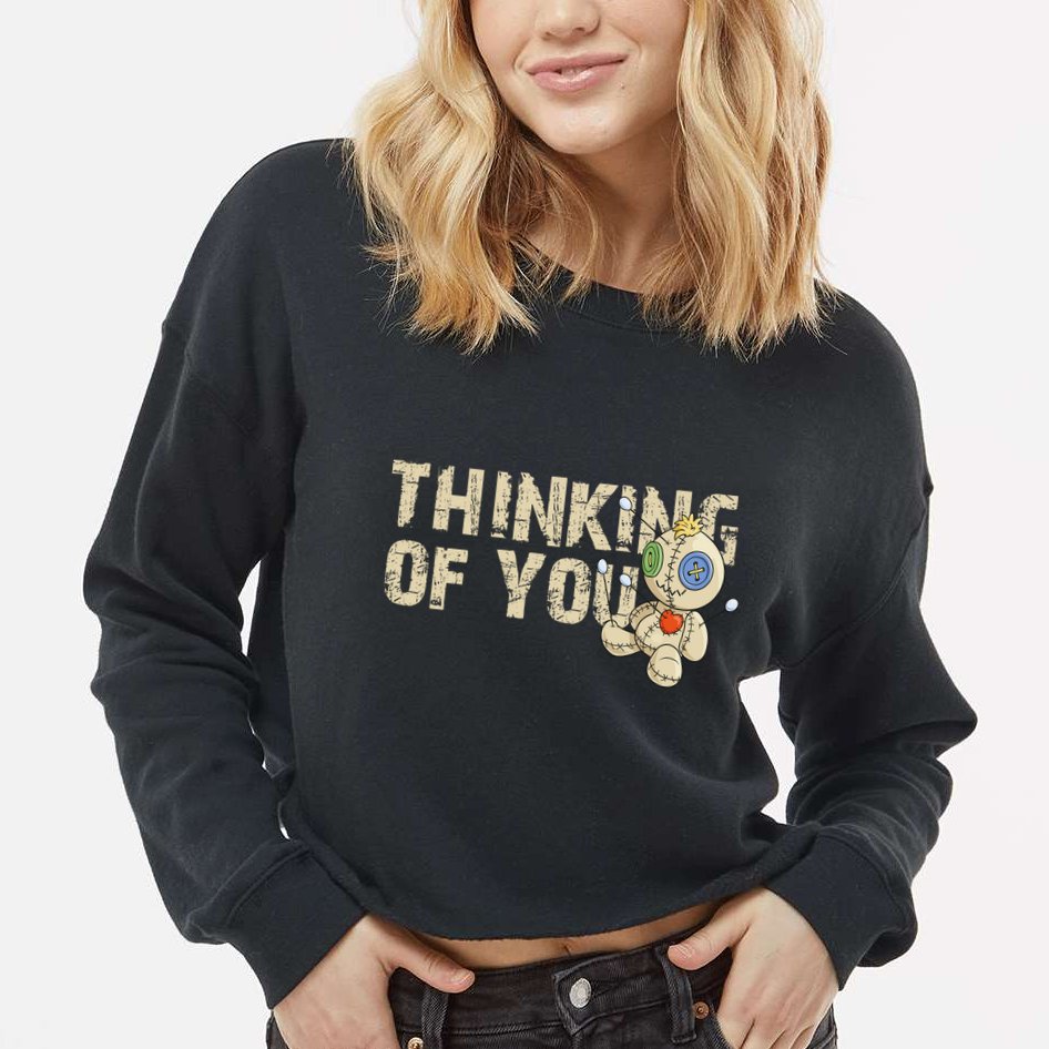 Thinking Of You Voodoo Doll Funny Meme Cropped Pullover Crew