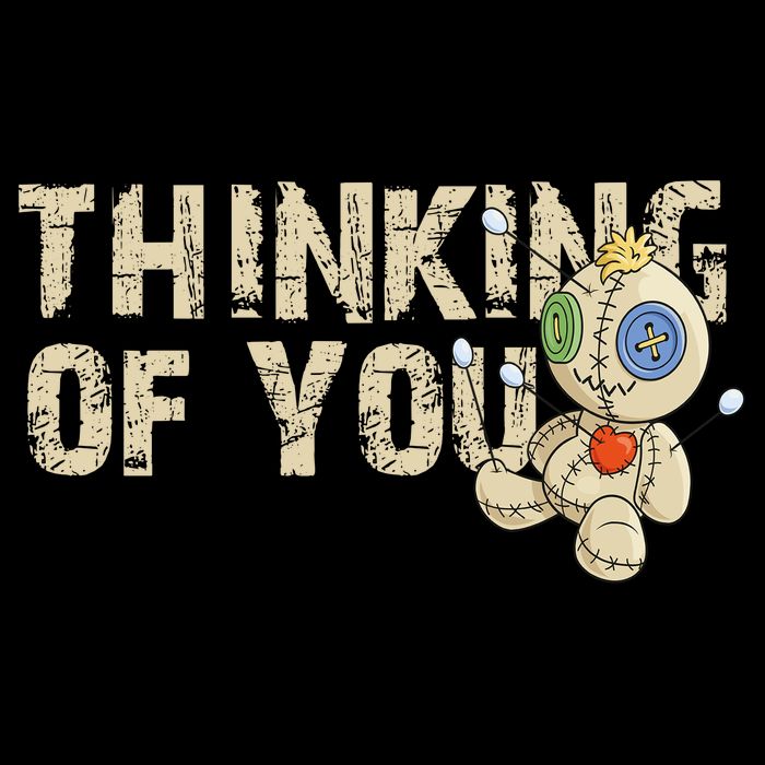 Thinking Of You Voodoo Doll Funny Meme Cropped Pullover Crew