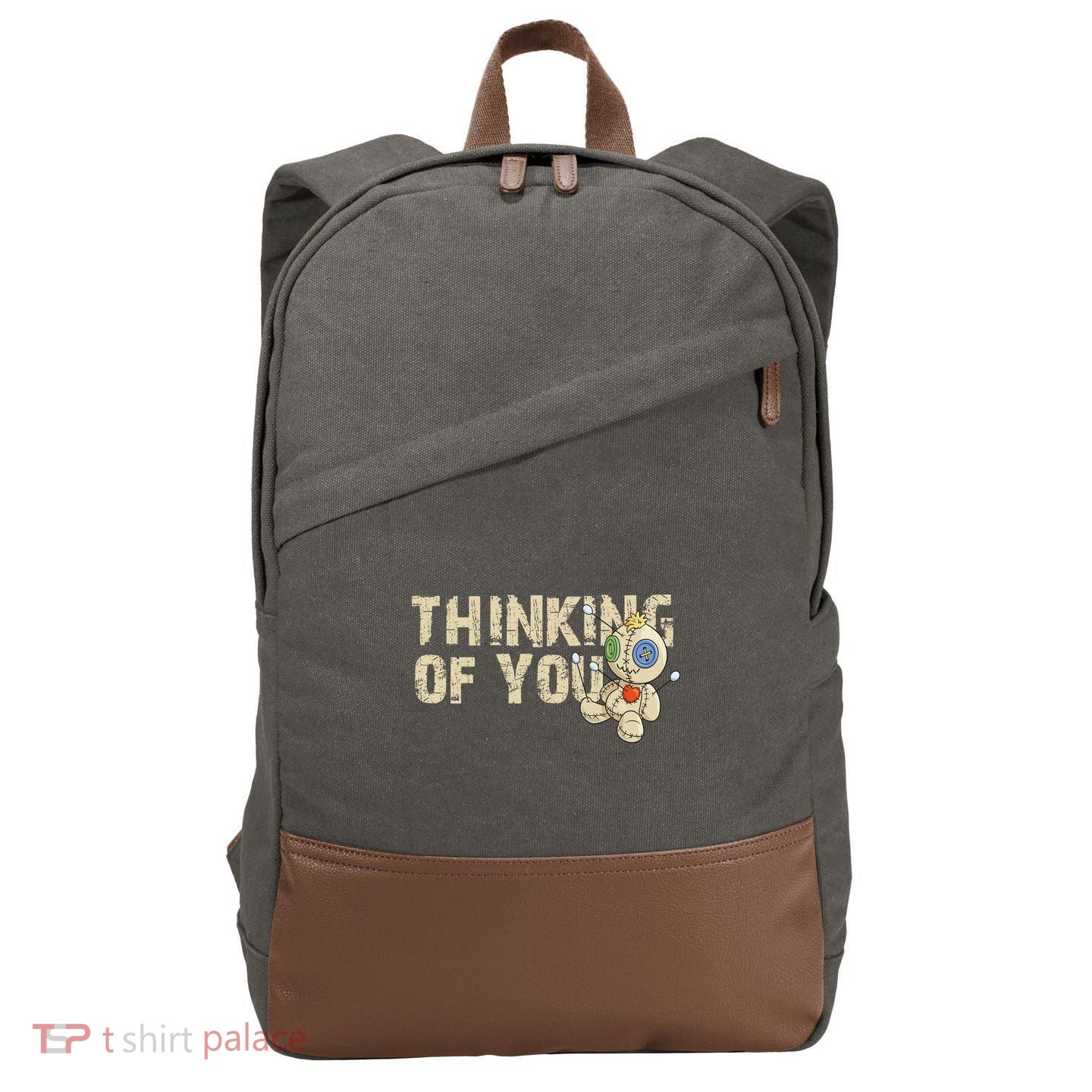 Thinking Of You Voodoo Doll Funny Meme Cotton Canvas Backpack