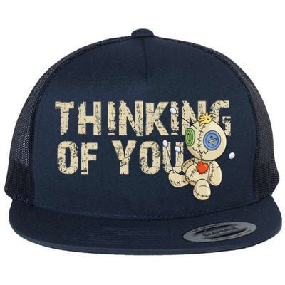 Thinking Of You Voodoo Doll Funny Meme Flat Bill Trucker Hat