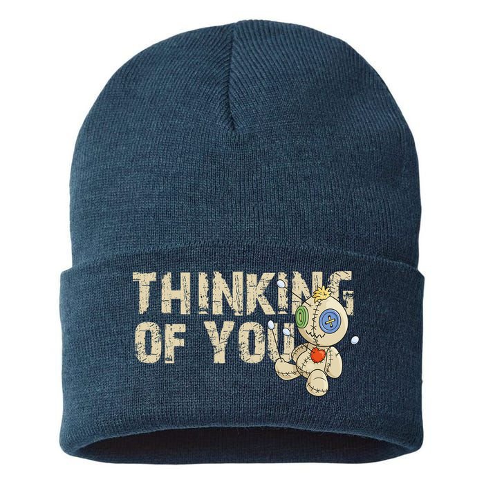 Thinking Of You Voodoo Doll Funny Meme Sustainable Knit Beanie