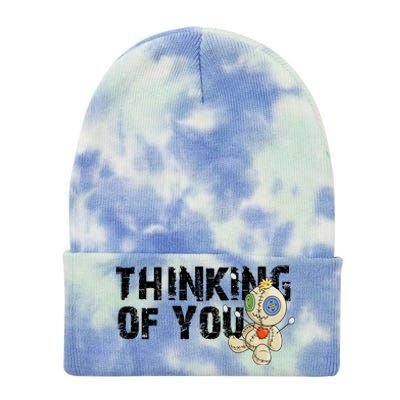 Thinking Of You Voodoo Doll Funny Meme Tie Dye 12in Knit Beanie