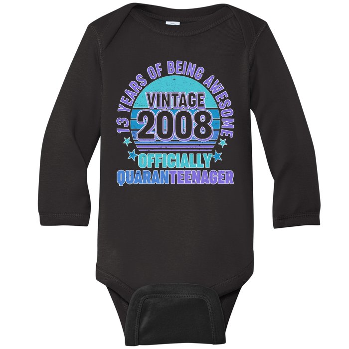 Thirteen 13 Years of Being Awesome Officially QuaranTeenager Baby Long Sleeve Bodysuit