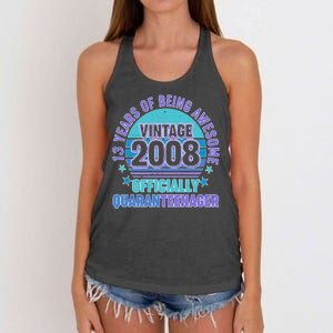 Thirteen 13 Years of Being Awesome Officially QuaranTeenager Women's Knotted Racerback Tank