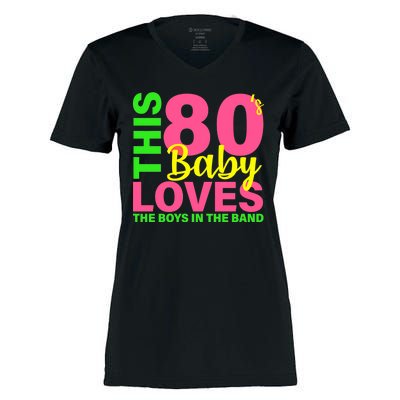 This 80's Baby Loves The Boys In The Band Women's Momentum V-Neck T-Shirt