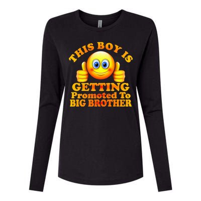 This Boy is Getting Promoted To Big Brother Smiley Emoji Womens Cotton Relaxed Long Sleeve T-Shirt