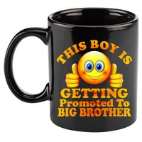 This Boy is Getting Promoted To Big Brother Smiley Emoji 11oz C Handle Ceramic Mug