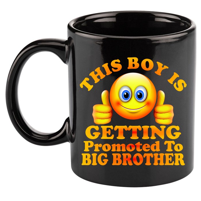 This Boy is Getting Promoted To Big Brother Smiley Emoji 11oz C Handle Ceramic Mug