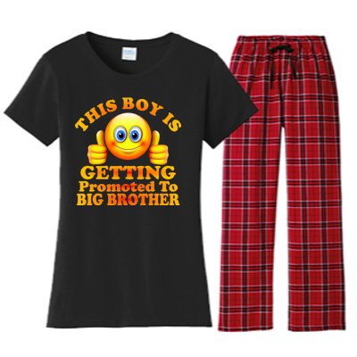 This Boy is Getting Promoted To Big Brother Smiley Emoji Women's Flannel Pajama Set