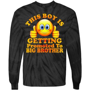 This Boy is Getting Promoted To Big Brother Smiley Emoji Tie-Dye Long Sleeve Shirt