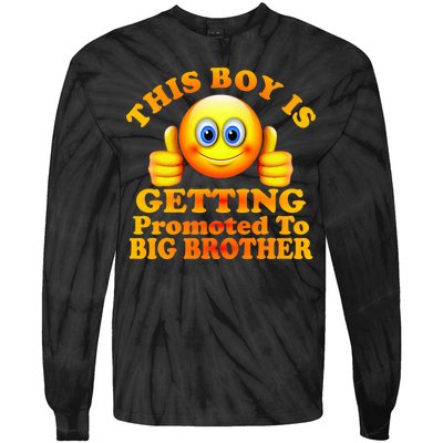 This Boy is Getting Promoted To Big Brother Smiley Emoji Tie-Dye Long Sleeve Shirt