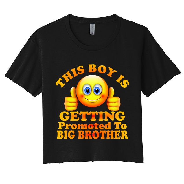 This Boy is Getting Promoted To Big Brother Smiley Emoji Crop Top
