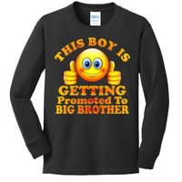 This Boy is Getting Promoted To Big Brother Smiley Emoji Kids Long Sleeve Shirt