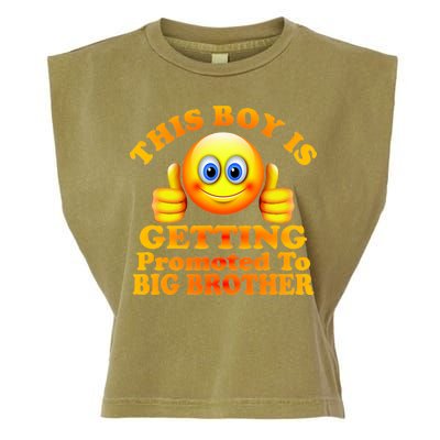 This Boy is Getting Promoted To Big Brother Smiley Emoji Garment-Dyed Women's Muscle Tee