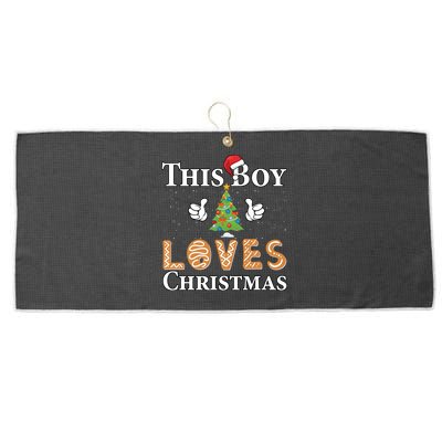 This Boy Loves Christmas Large Microfiber Waffle Golf Towel