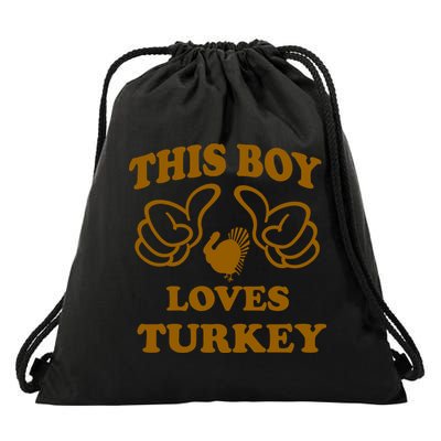 This Boy Loves Turkey Drawstring Bag