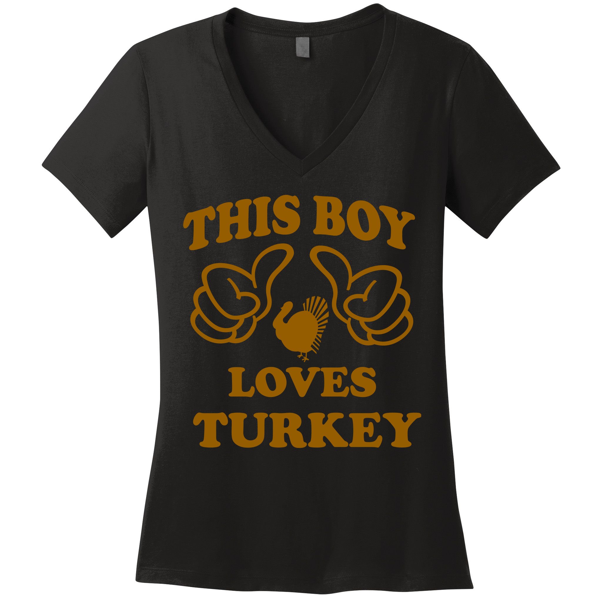 This Boy Loves Turkey Women's V-Neck T-Shirt