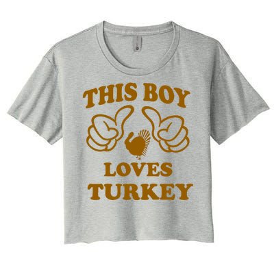 This Boy Loves Turkey Women's Crop Top Tee