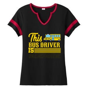 This Bus Driver Is Awesome Ladies Halftime Notch Neck Tee