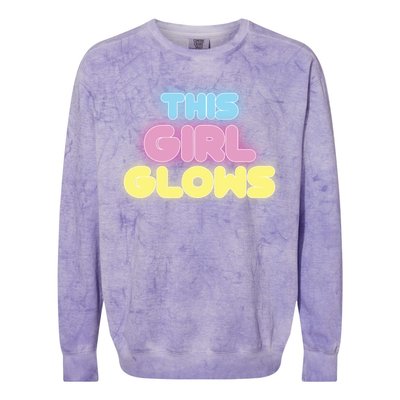 This Girl Glows Retro Neon Party Colorblast Crewneck Sweatshirt