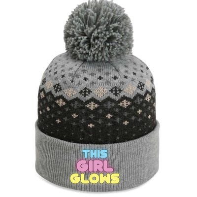 This Girl Glows Retro Neon Party The Baniff Cuffed Pom Beanie