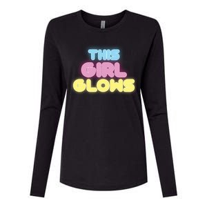 This Girl Glows Retro Neon Party Womens Cotton Relaxed Long Sleeve T-Shirt