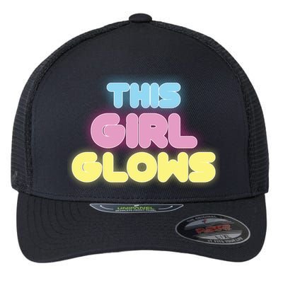 This Girl Glows Retro Neon Party Flexfit Unipanel Trucker Cap