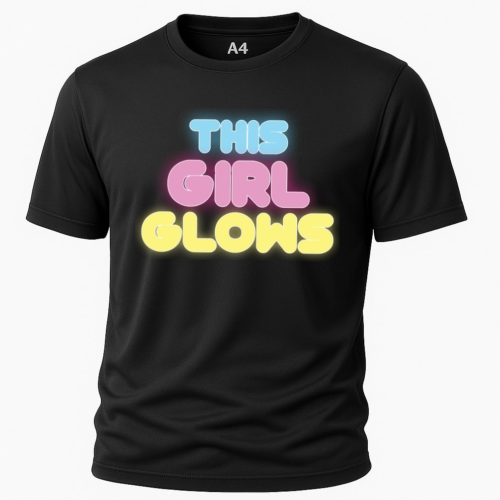 This Girl Glows Retro Neon Party Cooling Performance Crew T-Shirt