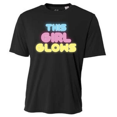 This Girl Glows Retro Neon Party Cooling Performance Crew T-Shirt