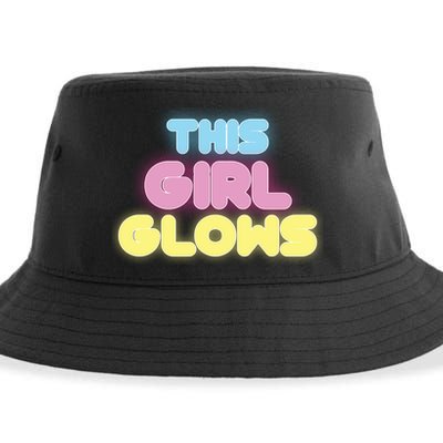 This Girl Glows Retro Neon Party Sustainable Bucket Hat