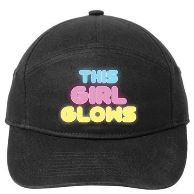 This Girl Glows Retro Neon Party 7-Panel Snapback Hat