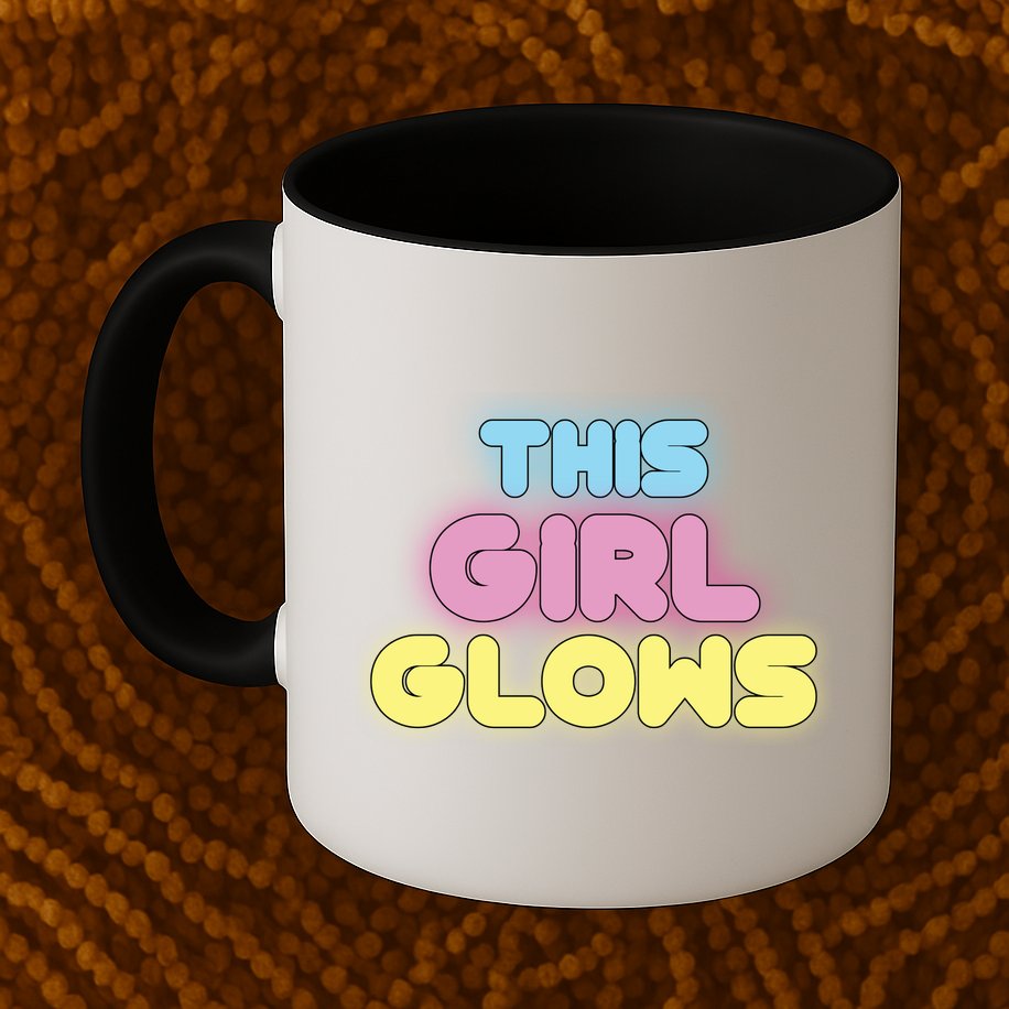 This Girl Glows Retro Neon Party Mug