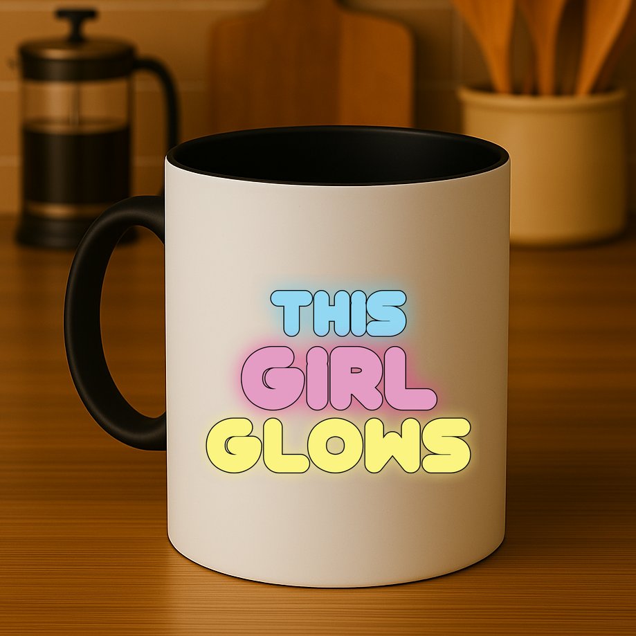 This Girl Glows Retro Neon Party Mug