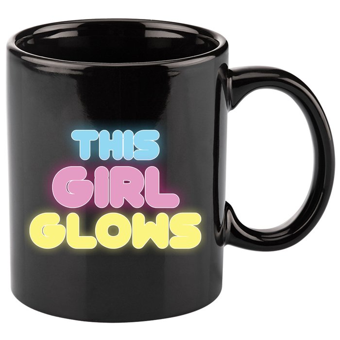 This Girl Glows Retro Neon Party 11oz C Handle Ceramic Mug