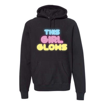 This Girl Glows Retro Neon Party Premium Hoodie