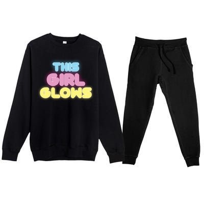 This Girl Glows Retro Neon Party Premium Crewneck Sweatsuit Set