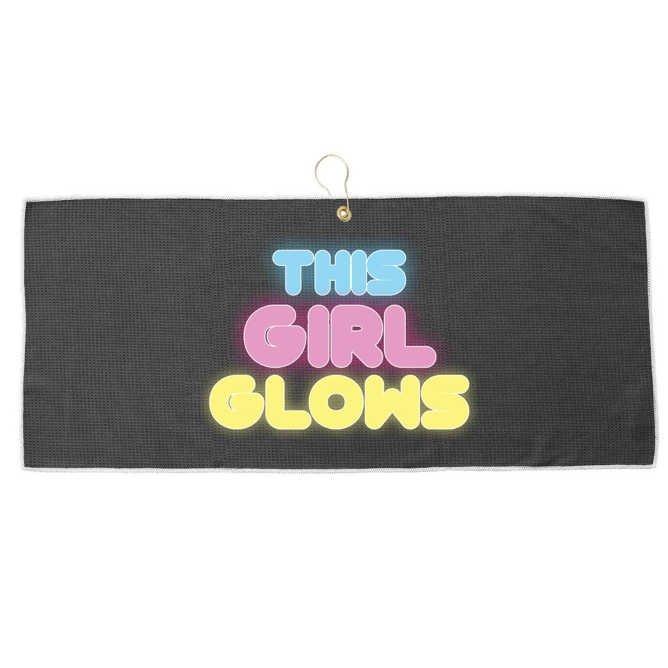 This Girl Glows Retro Neon Party Large Microfiber Waffle Golf Towel