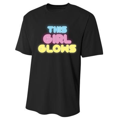 This Girl Glows Retro Neon Party Performance Sprint T-Shirt