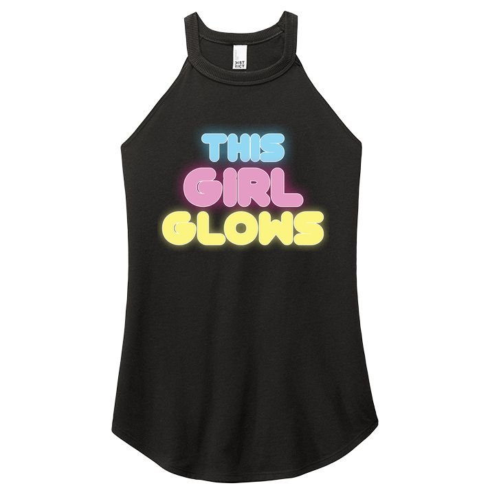 This Girl Glows Retro Neon Party Women's Perfect Tri Rocker Tank