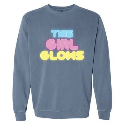 This Girl Glows Retro Neon Party Garment-Dyed Sweatshirt