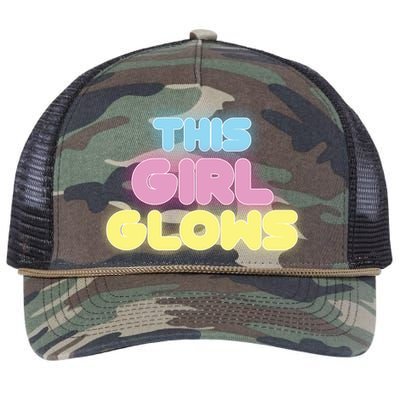 This Girl Glows Retro Neon Party Retro Rope Trucker Hat Cap