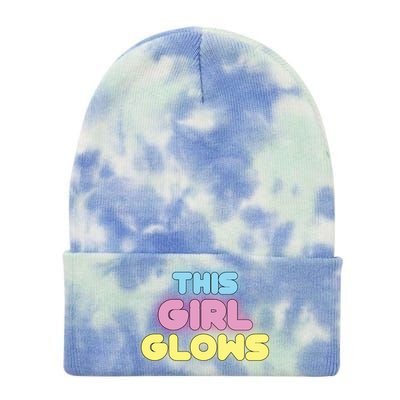 This Girl Glows Retro Neon Party Tie Dye 12in Knit Beanie