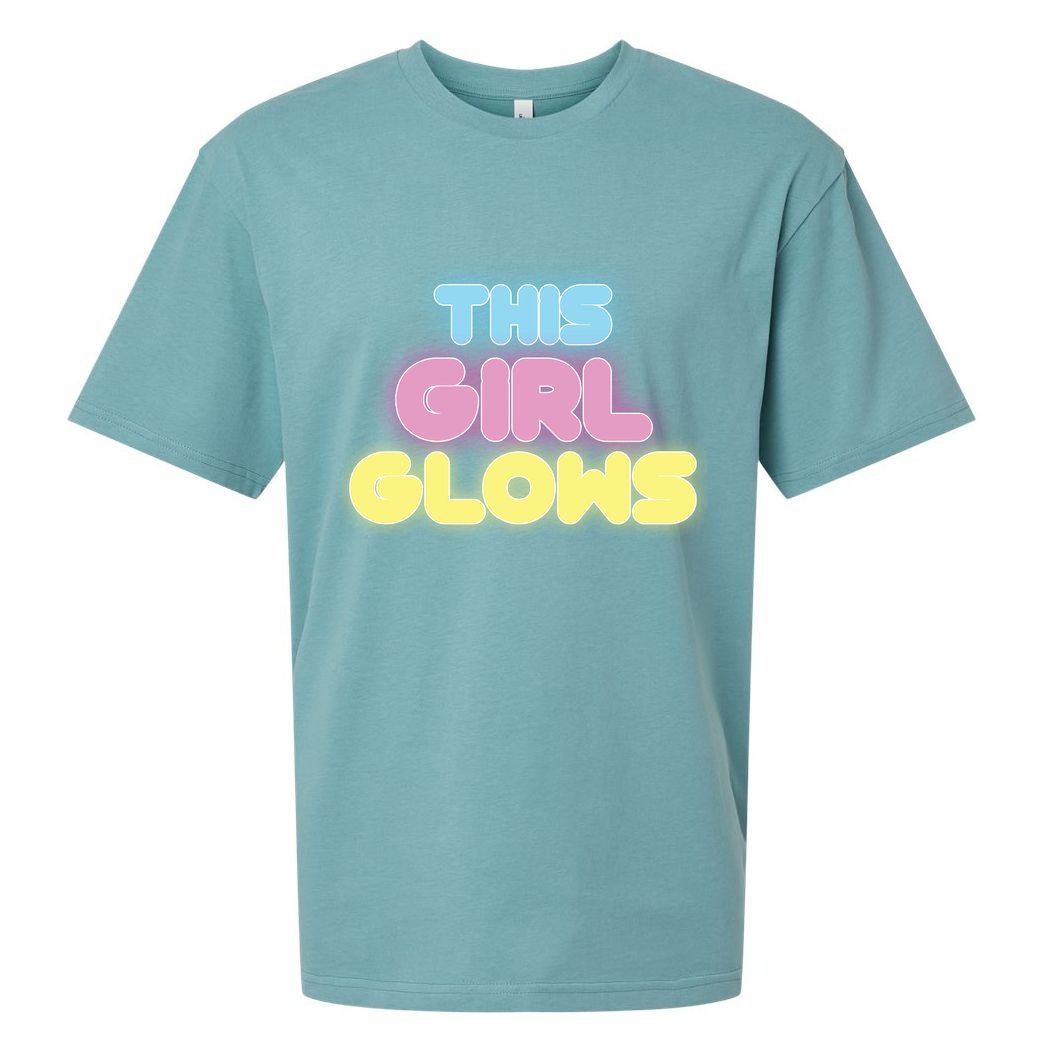 This Girl Glows Retro Neon Party Sueded Cloud Jersey T-Shirt